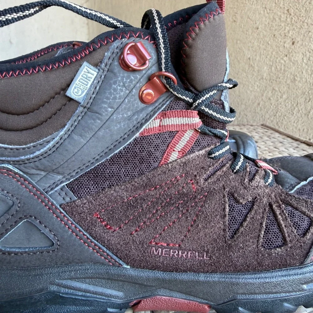 Merrell Capra Hiking Boots Kids 3M Brown Waterproof Leather Trail Shoes Outdoor